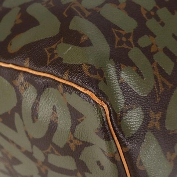 LOUIS VUITTON Monogram Graffiti Keepall 50 Boston Bag Khaki M92196 Auth 129961V - Picture 4 of 16